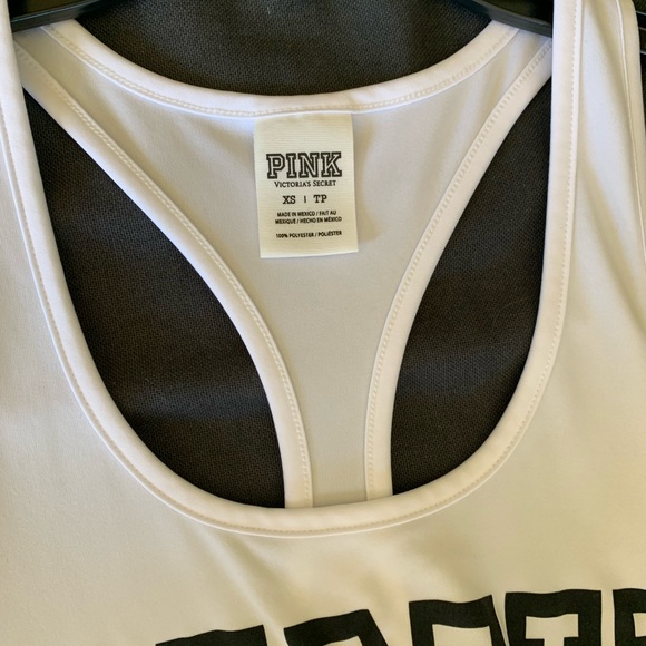 Victoria’s Secret PINK block letter teal and white racer back tank top XS - Picture 5 of 6